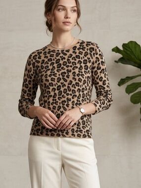 Cynthia Rowley Women’s Size L Animal Print Cashmere sweater Mobwife